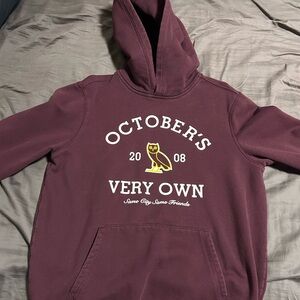 OVO Burgundy Hoodie with White and Gold Accents